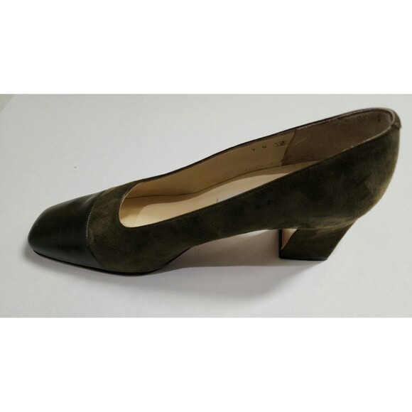 Rangoni Italy Womens Suede Leather Shoes 7B Green Mid-Heel 2.25" Slip On - Picture 5 of 12